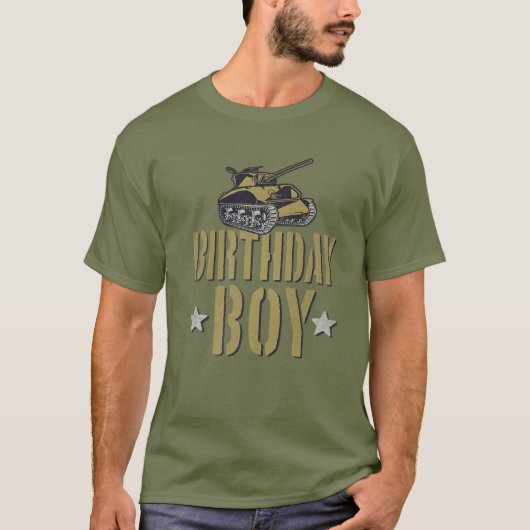 陸軍パーティー誕生日ボーイ軍隊タンクボーイズ迷彩柄 Tシャツ (正面)