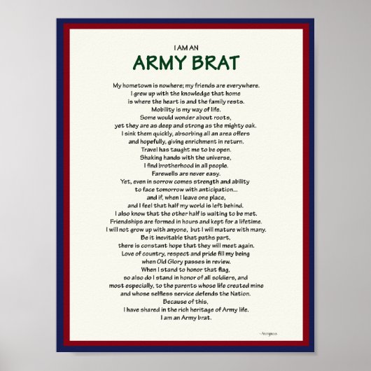 陸軍ブラット8.5 x 11 ポスター (正面)