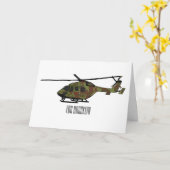 陸軍ヘリコプター漫画イラストレーション カード (黄色い花)