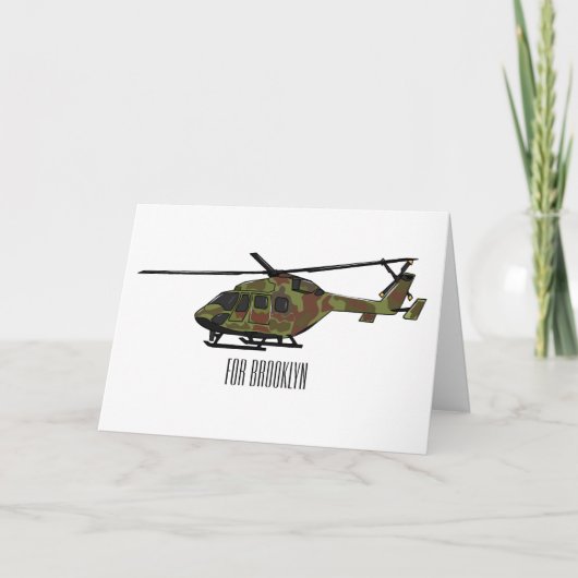 陸軍ヘリコプター漫画イラストレーション カード (正面)