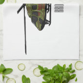 陸軍ヘリコプター漫画イラストレーション キッチンタオル (折り畳み)