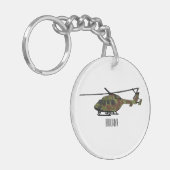 陸軍ヘリコプター漫画イラストレーション キーホルダー (正面左)