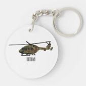 陸軍ヘリコプター漫画イラストレーション キーホルダー (裏面)