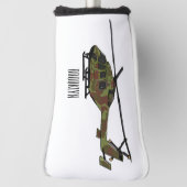 陸軍ヘリコプター漫画イラストレーション ゴルフヘッドカバー (回転90)