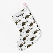 陸軍ヘリコプター漫画イラストレーション スモールクリスマスストッキング (裏面 (吊り時))