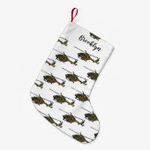 陸軍ヘリコプター漫画イラストレーション スモールクリスマスストッキング (正面 (吊り時))