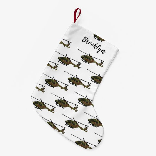 陸軍ヘリコプター漫画イラストレーション スモールクリスマスストッキング (正面 (吊り時))