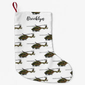 陸軍ヘリコプター漫画イラストレーション スモールクリスマスストッキング (正面)