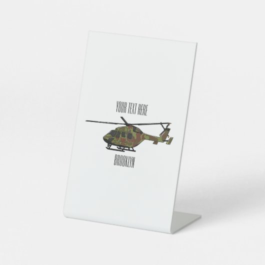 陸軍ヘリコプター漫画イラストレーション 台座サイン (正面)