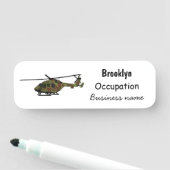 陸軍ヘリコプター漫画イラストレーション 名札 (インサイチュ)