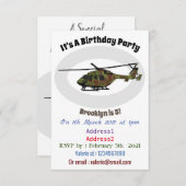 陸軍ヘリコプター漫画イラストレーション 招待状 (正面/裏面)