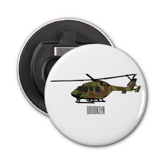 陸軍ヘリコプター漫画イラストレーション 栓抜き (正面)