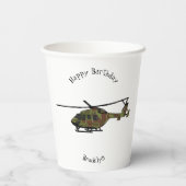 陸軍ヘリコプター漫画イラストレーション 紙コップ (裏面)