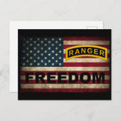 陸軍レンジャー学校 – アメリカ国旗 – 自由 ポストカード (正面/裏面)