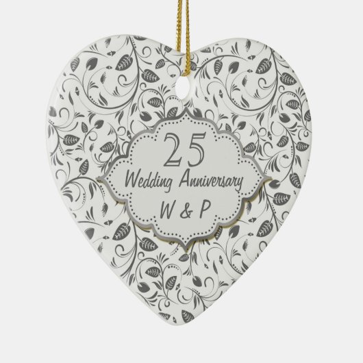 陸軍中佐の階級章の第25結婚記念日 セラミックオーナメント (右)