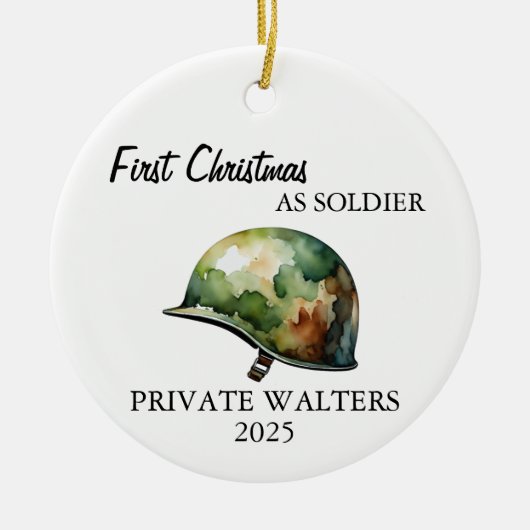 陸軍兵士のクリスマス装飾軍隊 セラミックオーナメント (正面)