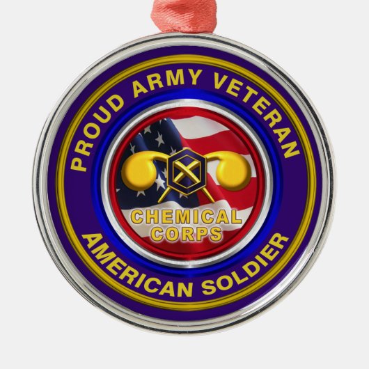 陸軍化学誇りを持った部隊がクリスマスを祝う メタルオーナメント (正面)
