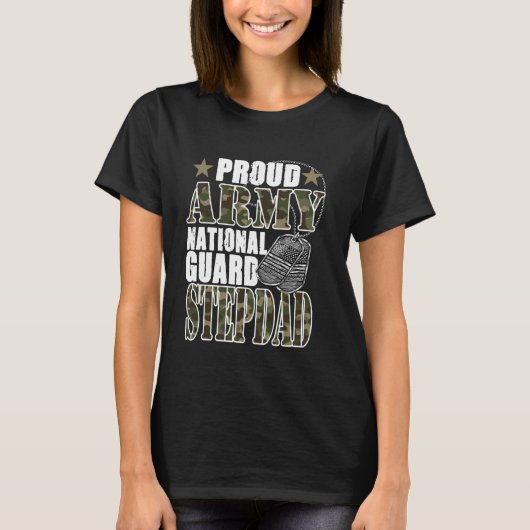 陸軍国誇りを持った衛兵義父迷彩柄軍隊ファ Tシャツ (正面)
