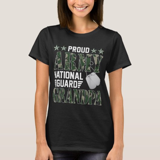 陸軍国誇りを持った衛隊グランドパ軍隊家族 Tシャツ (正面)