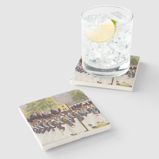 陸軍士官学校の士官候補生のカスタマイズ可能な文字 ストーンコースター (横)