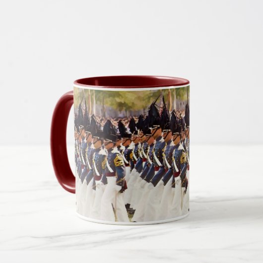 陸軍士官学校の士官候補生のカスタマイズ可能な文字 マグカップ (正面左)