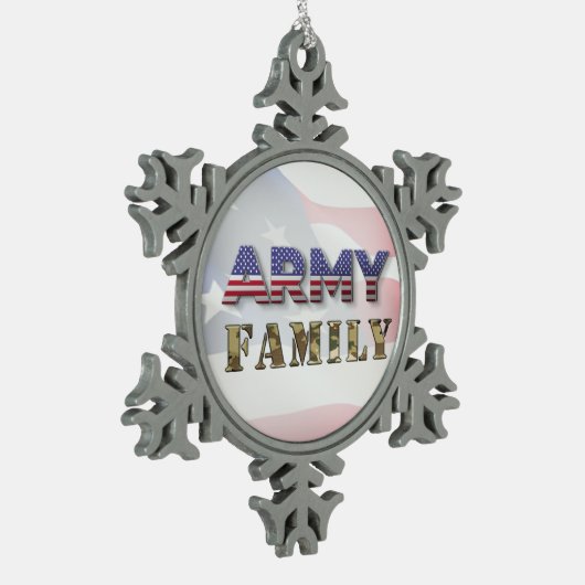 陸軍家族のクリスマス スノーフレークピューターオーナメント (左)