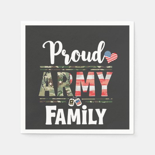 陸軍家族誇りを持ったアメリカ愛国的退役軍人の日 スタンダードカクテルナプキン (正面)