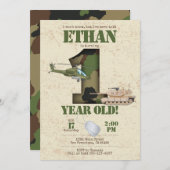 陸軍招待状-第1誕生日招待状 招待状 (正面/裏面)