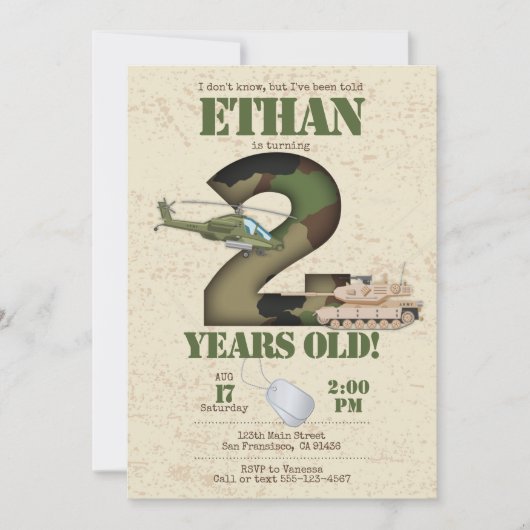 陸軍招待状-第2誕生日招待状 招待状 (正面)