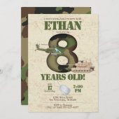 陸軍招待状- 8th誕生日招待状 招待状 (正面/裏面)