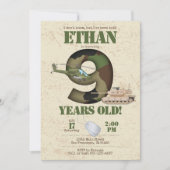 陸軍招待状 - 9歳の誕生日招待状 招待状 (正面)