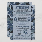 陸軍海軍カモフラージュ軍隊誕生日 招待状 (正面/裏面)