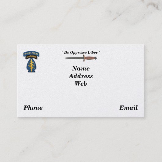 陸軍特殊部隊の緑色のベレー帽のsfのsfg sofの獣医 名刺 (正面)