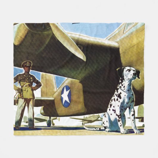 陸軍犬 フリースブランケット (正面(横))
