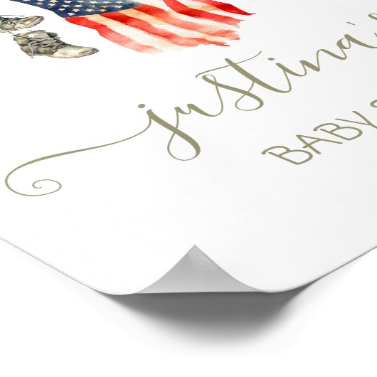 陸軍米国国旗の赤ちゃんシャワー物干し歓迎 ポスター (角)