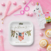 陸軍米国国旗の赤ちゃんシャワー物干し ペーパープレート (パーティー)