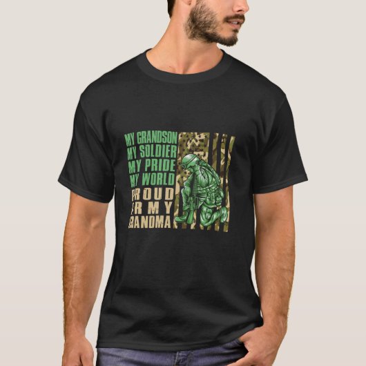 陸軍誇りを持ったおばあちゃん兵士の孫USAアメリカPa Tシャツ (正面)