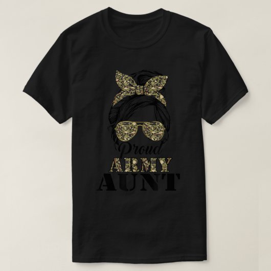 陸軍誇りを持ったの叔母カモフラージュメッシーブンソルジャーモース Tシャツ (デザイン正面)