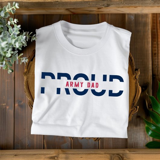 陸軍誇りを持ったパパ赤と青の男性Tシャツ Tシャツ