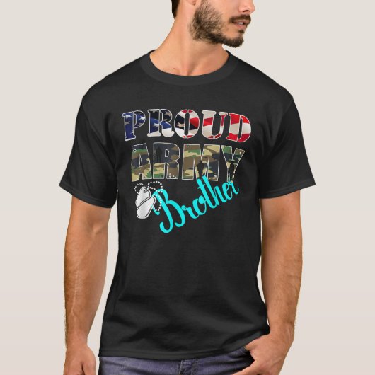 陸軍誇りを持ったブラザー国旗のアメリカTシャツ軍隊 Tシャツ (正面)