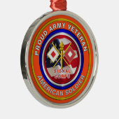 陸軍誇りを持った信号隊退役軍人クリスマス メタルオーナメント (右)