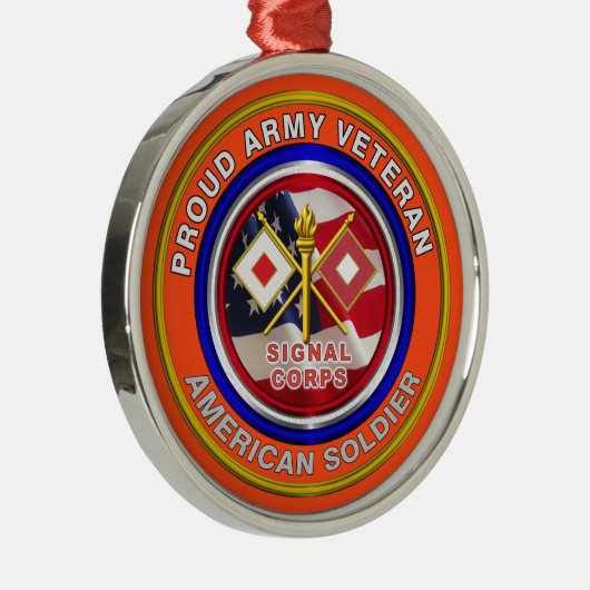 陸軍誇りを持った信号隊退役軍人クリスマス メタルオーナメント (右)