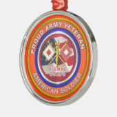 陸軍誇りを持った信号隊退役軍人クリスマス メタルオーナメント (左)