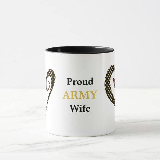 陸軍誇りを持った妻ハート星 マグカップ (中央)
