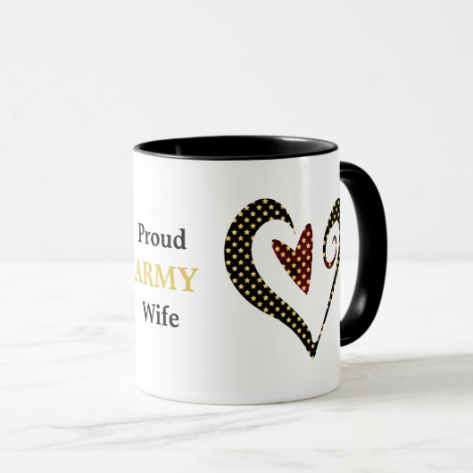 陸軍誇りを持った妻ハート星 マグカップ (正面右)