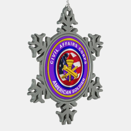 陸軍誇りを持った民事退役軍人 スノーフレークピューターオーナメント (左)