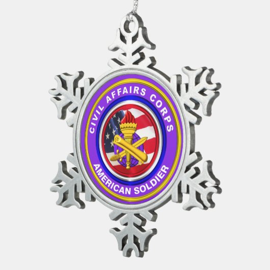 陸軍誇りを持った民事退役軍人 スノーフレークピューターオーナメント (右)