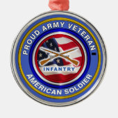 陸軍誇りを持った退役軍人歩兵クリスマス メタルオーナメント (正面)