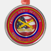 陸軍誇りを持った退役軍人野砲兵クリスマス メタルオーナメント (正面)