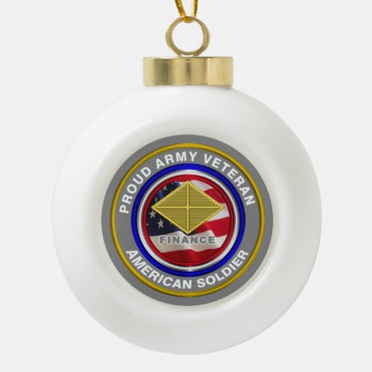 陸軍財務隊退役軍人クリスマス セラミックボールオーナメント (正面)